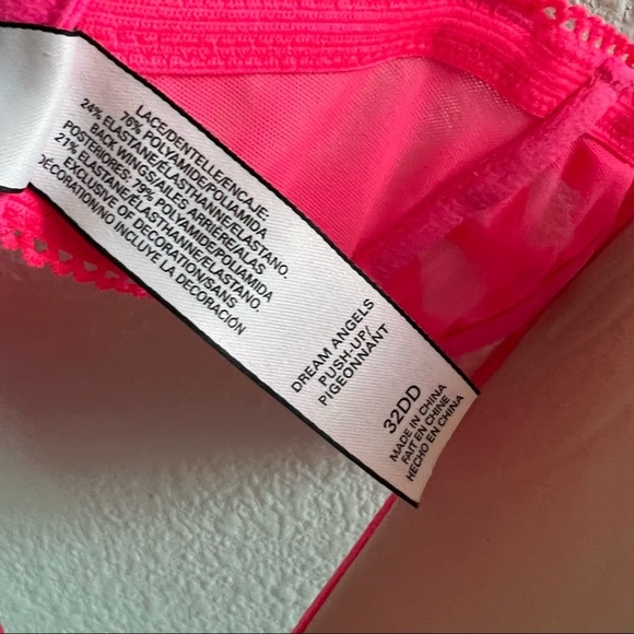 Victoria’s Secret Dream Angel Push-up Pink Lace Overlay 32DD - Picture 7 of 7